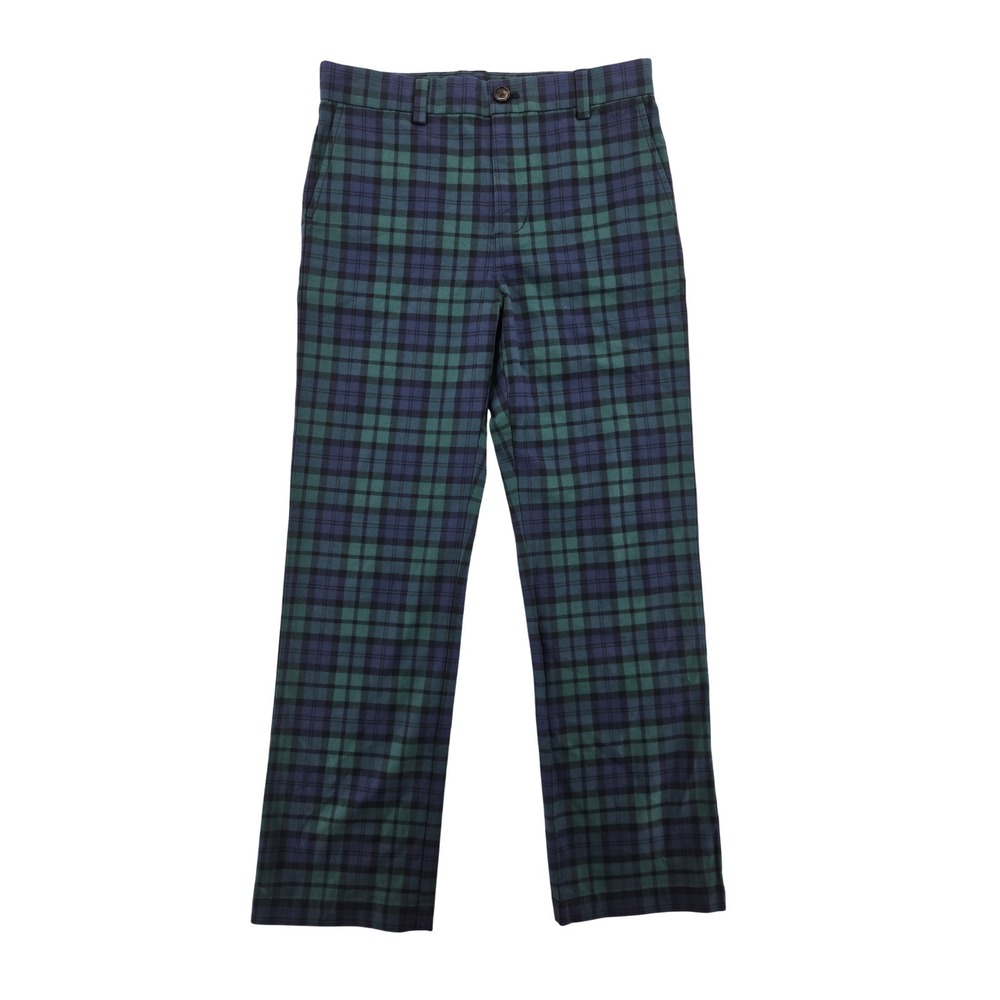Vineyard Vines Boys Black Watch Plaid Chino Pants Green Navy Tartan Size 14